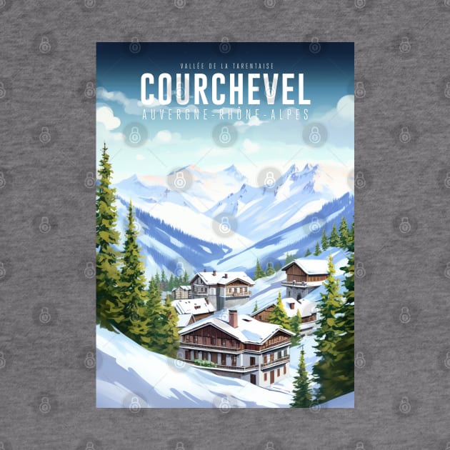 Affiche Courchevel - France - Auvergne-Rhône-Alpes - Savoie - illustration by Labonneepoque